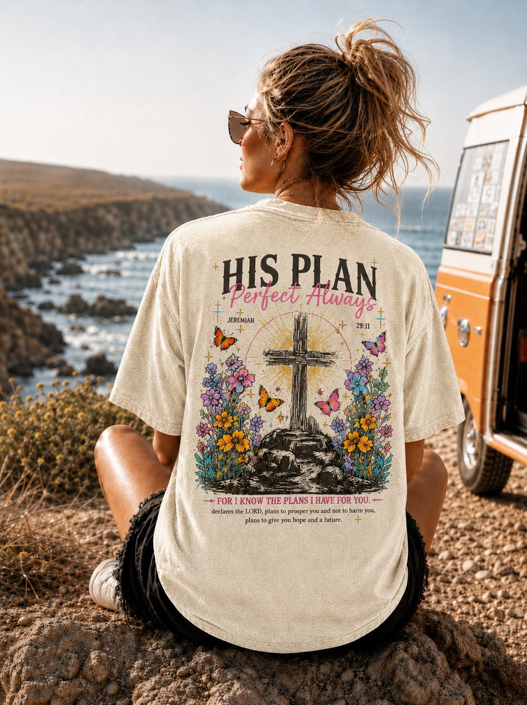 His Plan Vintage Cross T-Shirt – Faith Graphic Tee