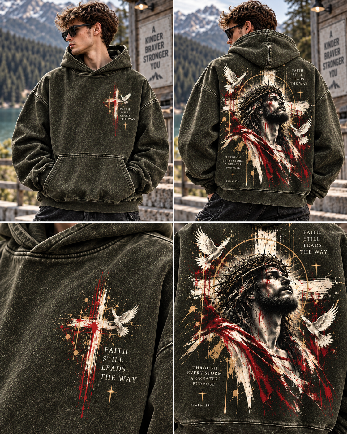 Faith Still Leads The Way – Vintage Christian Wash Hoodie
