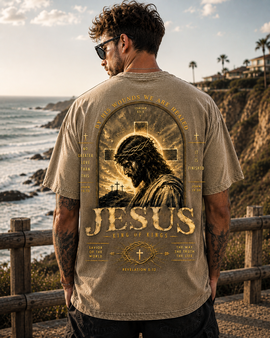 Jesus King of Kings – Vintage Washed Black Christian Graphic T-Shirt