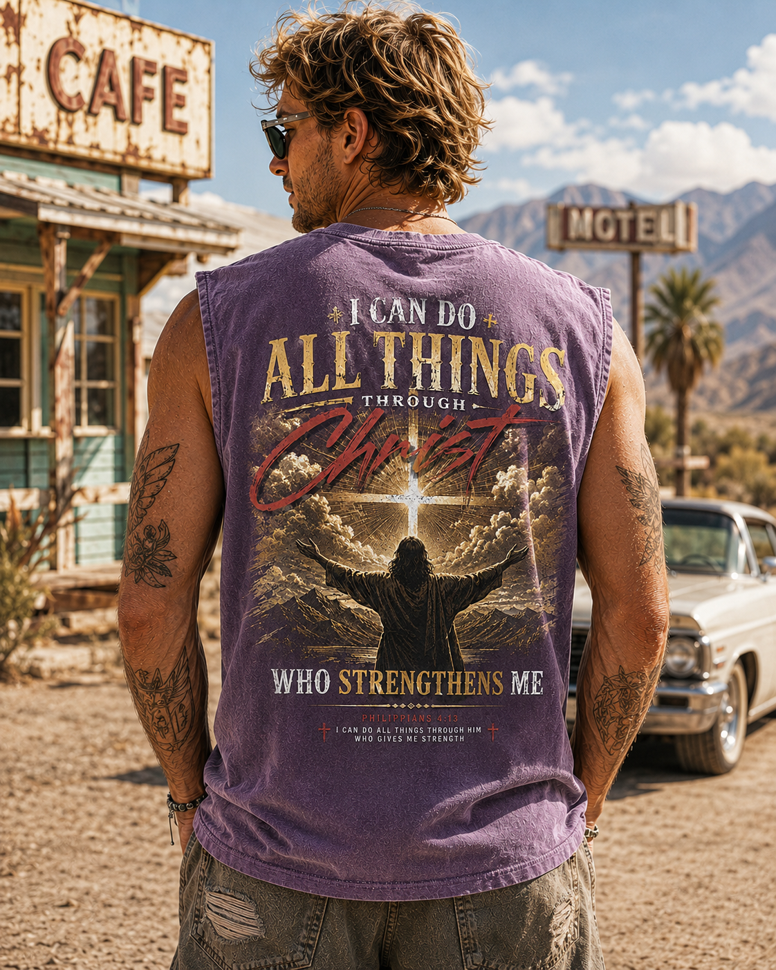 Philippians 4:13 Vintage Washed Muscle Tee