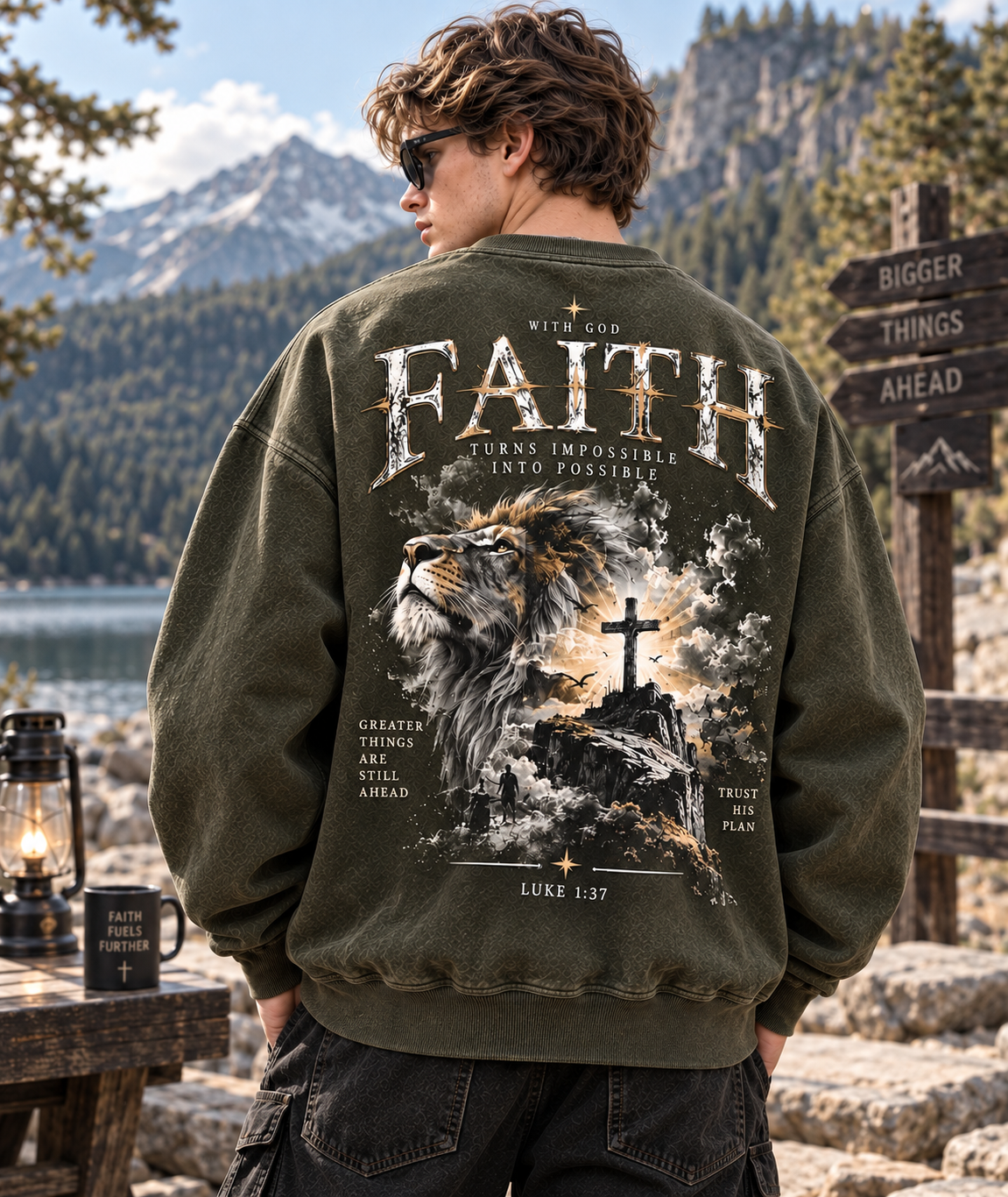 Faith Lion – Vintage Christian Sweatshirt