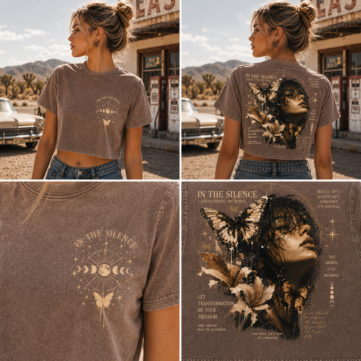 In the Silence Butterfly Crop Top