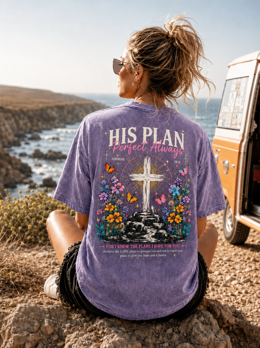 His Plan Vintage Cross T-Shirt – Faith Graphic Tee