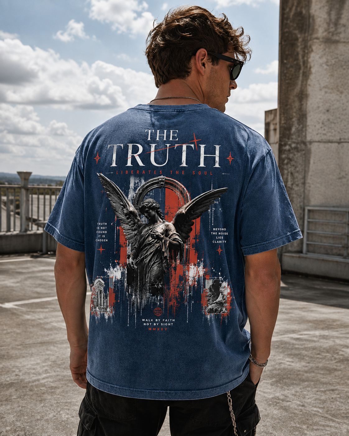 The Truth Angel Vintage Washed Graphic T-Shirt
