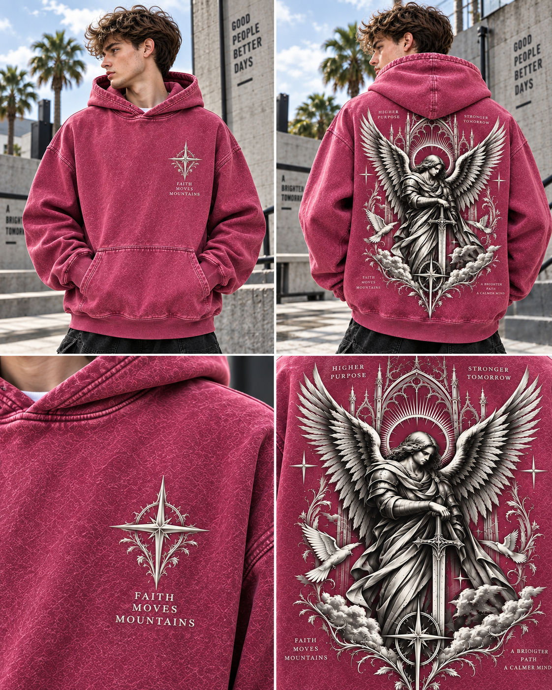 Faith Angel Vintage Hoodie – Faith Moves Mountains