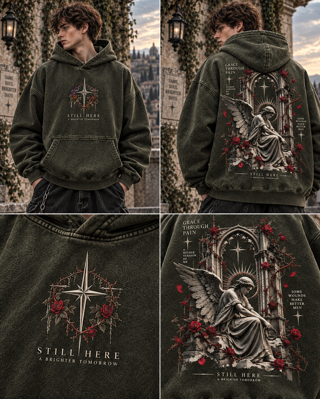 Still Here – Gothic Angel Vintage Hoodie