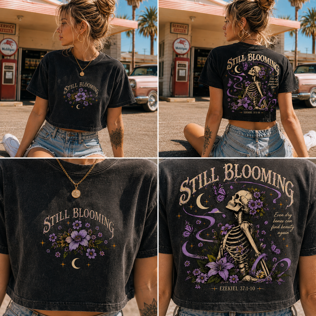 Still Blooming Skeleton – Vintage Wash Crop Tee