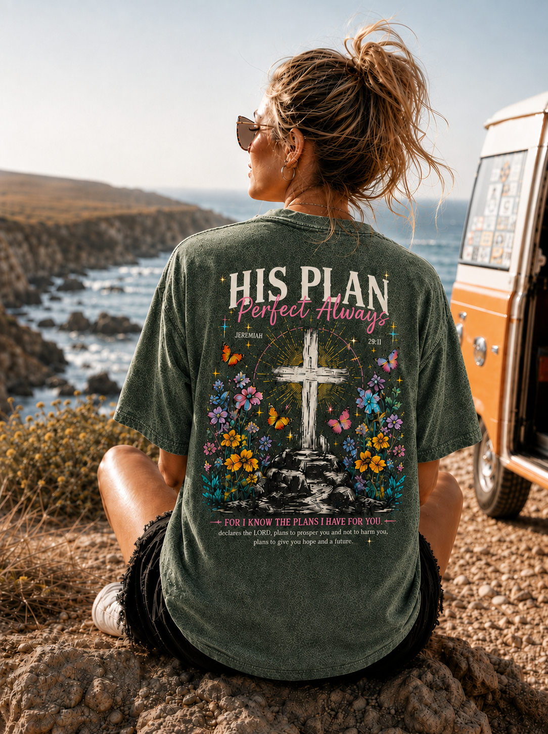 His Plan Vintage Cross T-Shirt – Faith Graphic Tee
