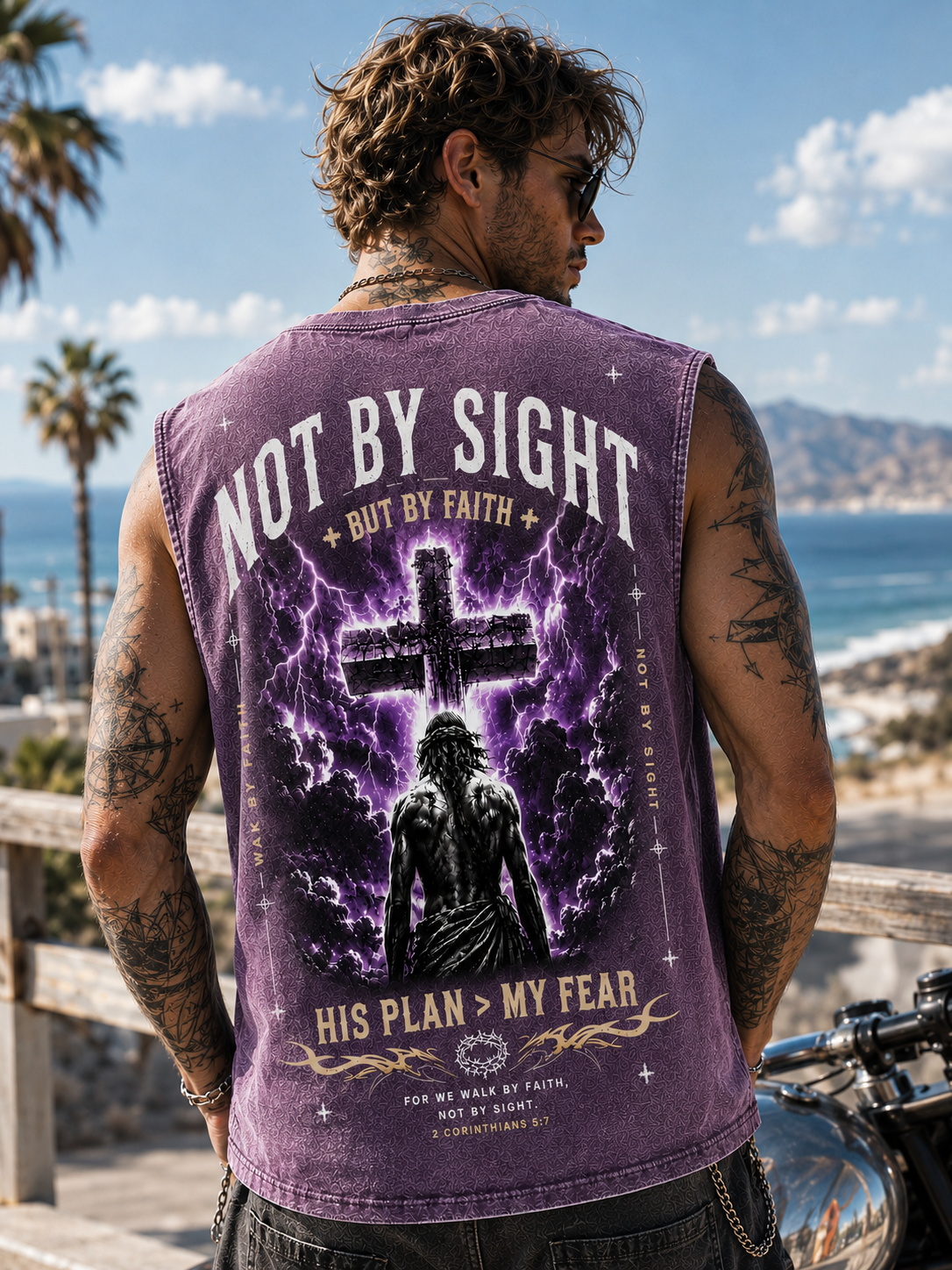 Washed Black Faith Cross Sleeveless Tee