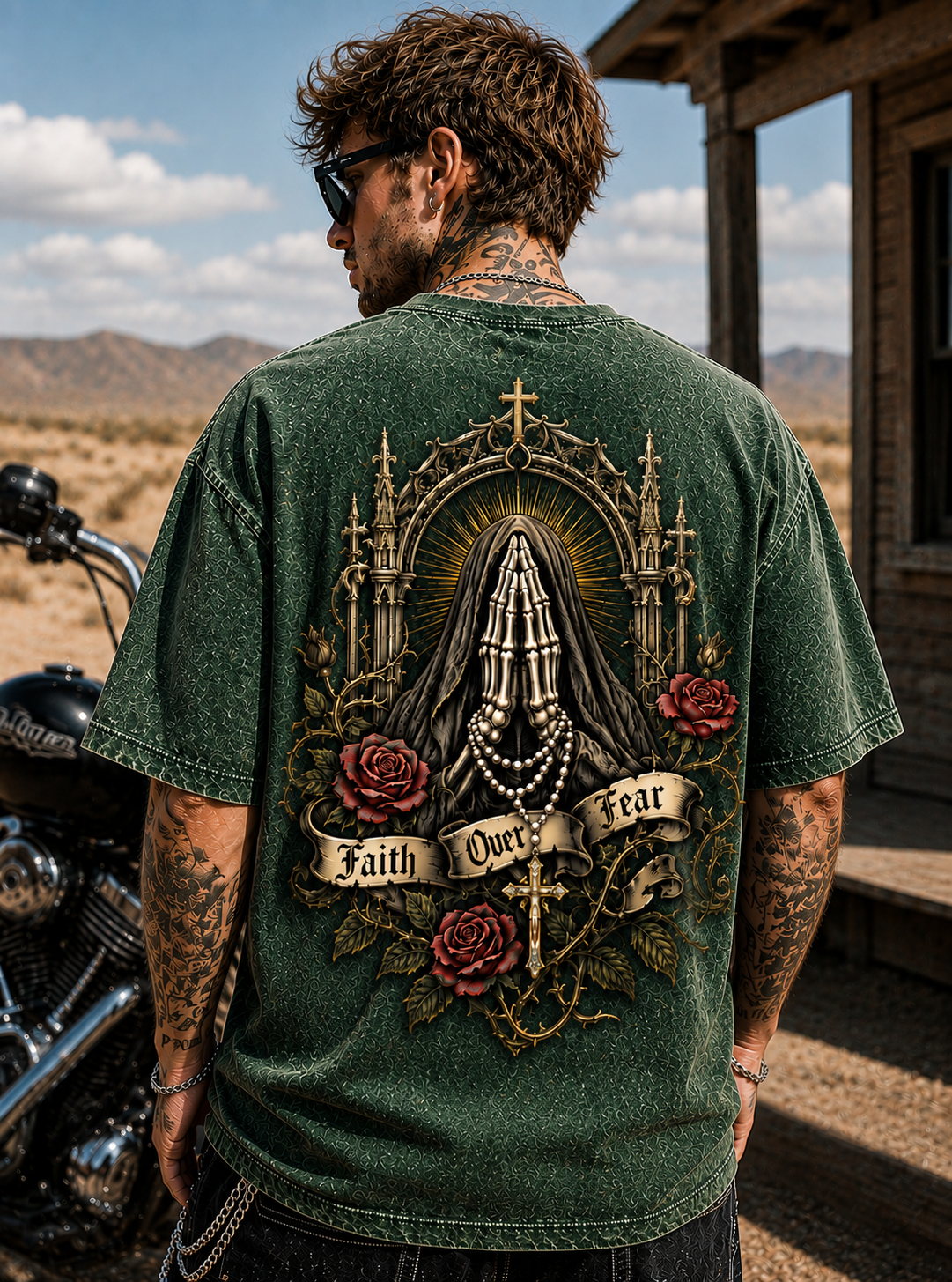 Faith Over Fear Gothic Oversized T-Shirt