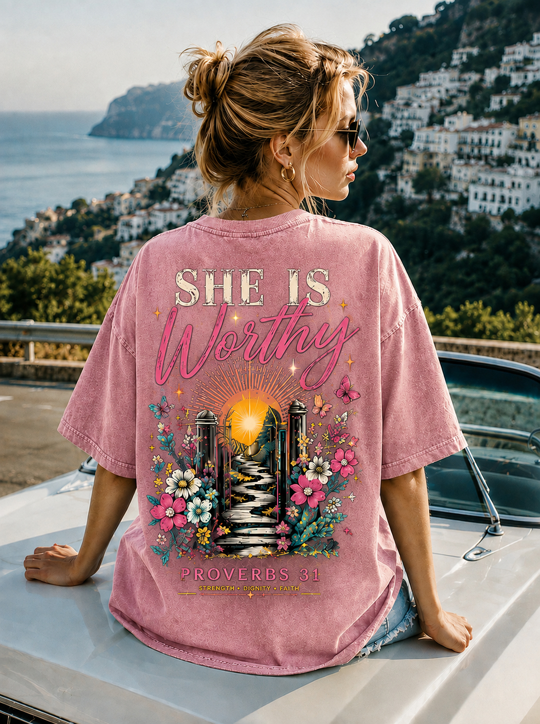 She Is Worthy Tee – Vintage Christian Streetwear