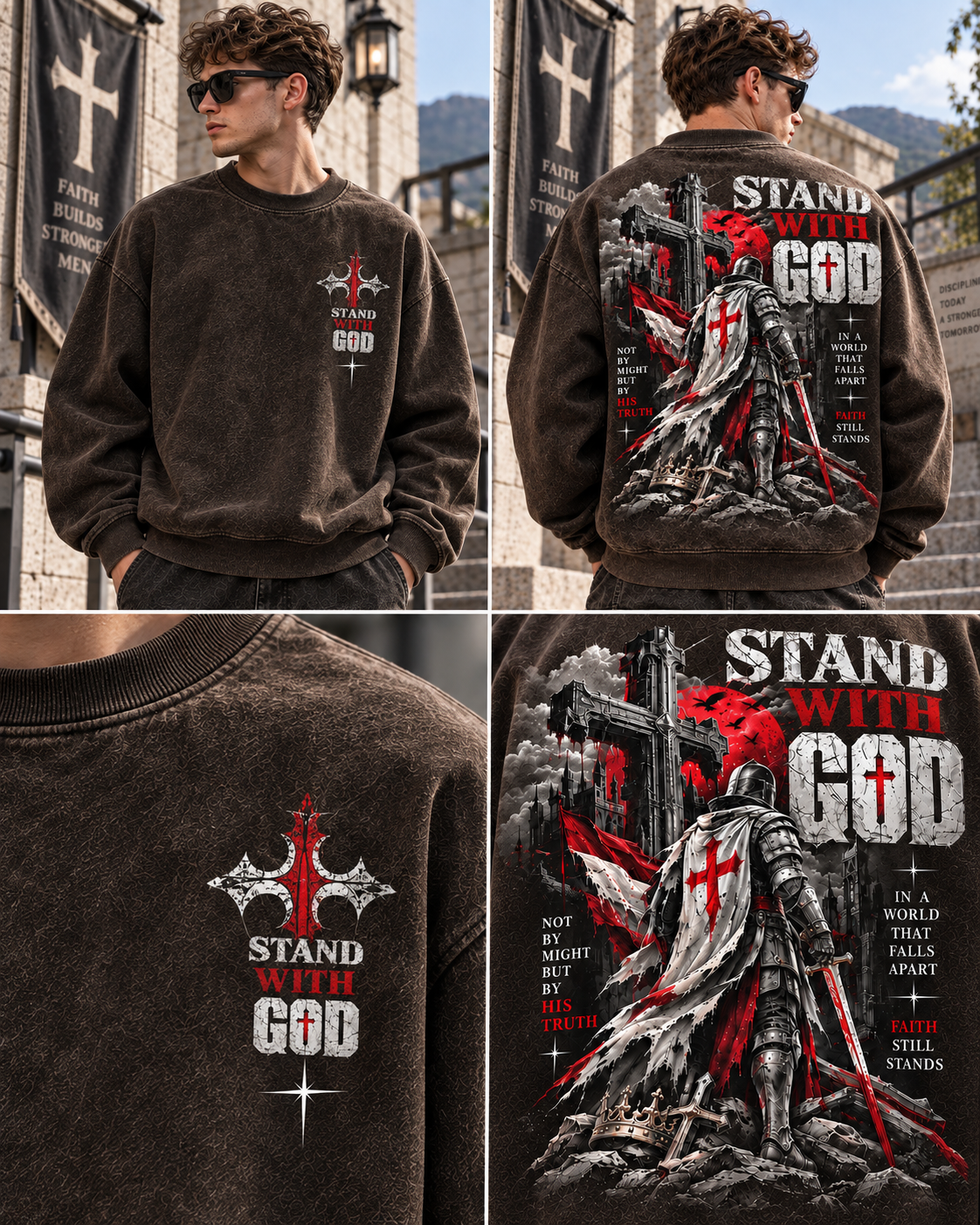 Stand With God – Vintage Crusader Sweatshirt