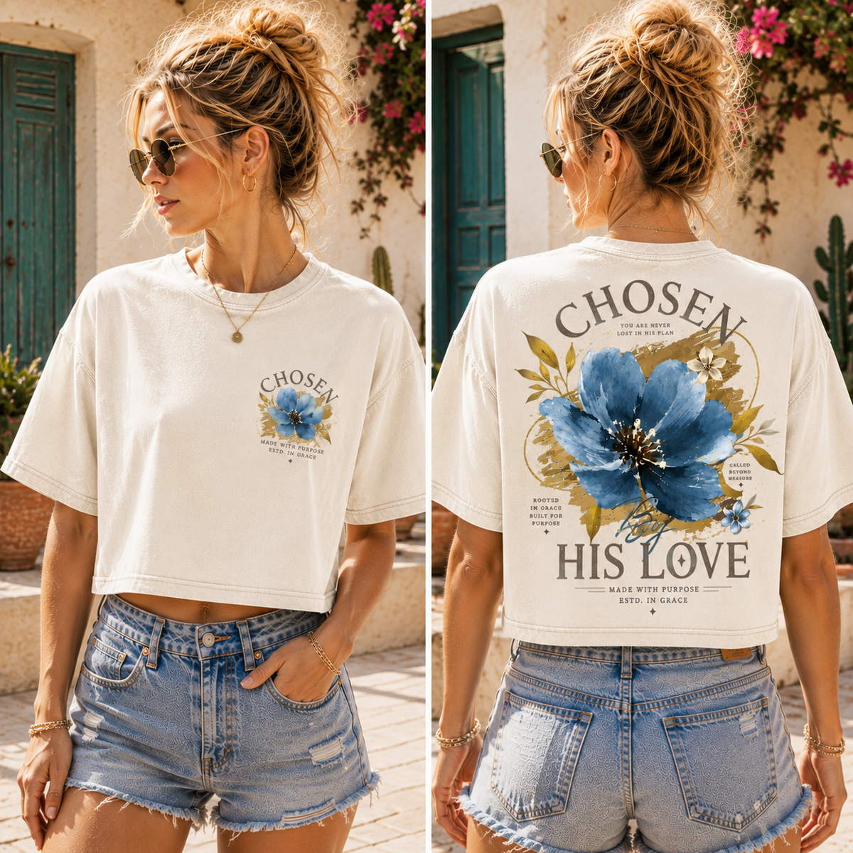 Chosen His Love – Vintage Floral Crop Top