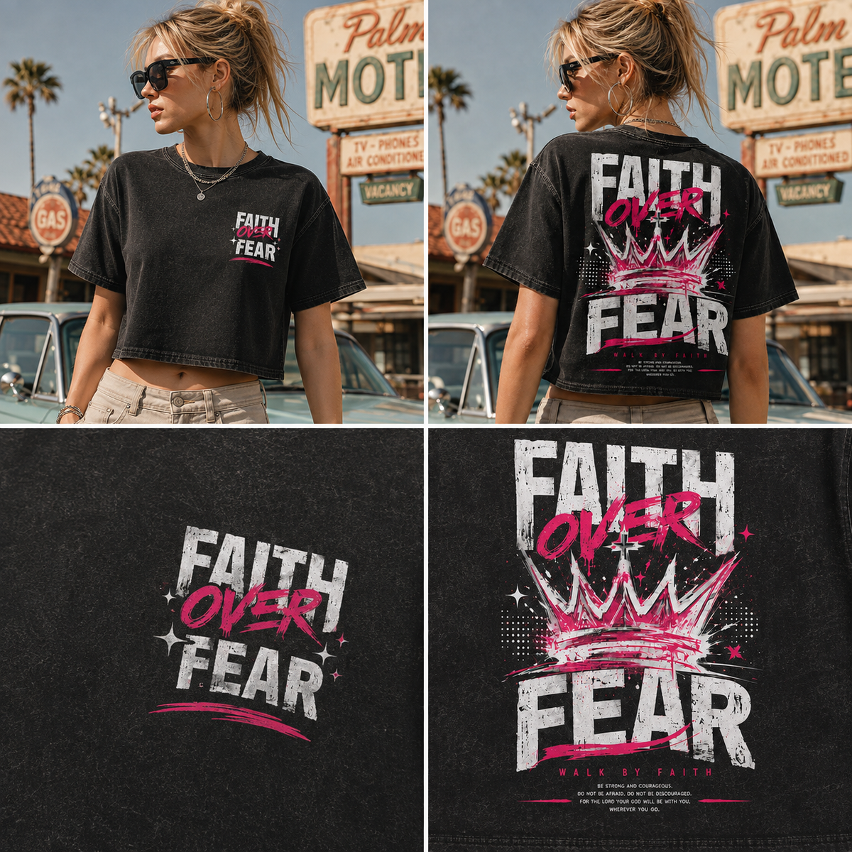 Faith Over Fear Crop Top – Vintage Wash Tee
