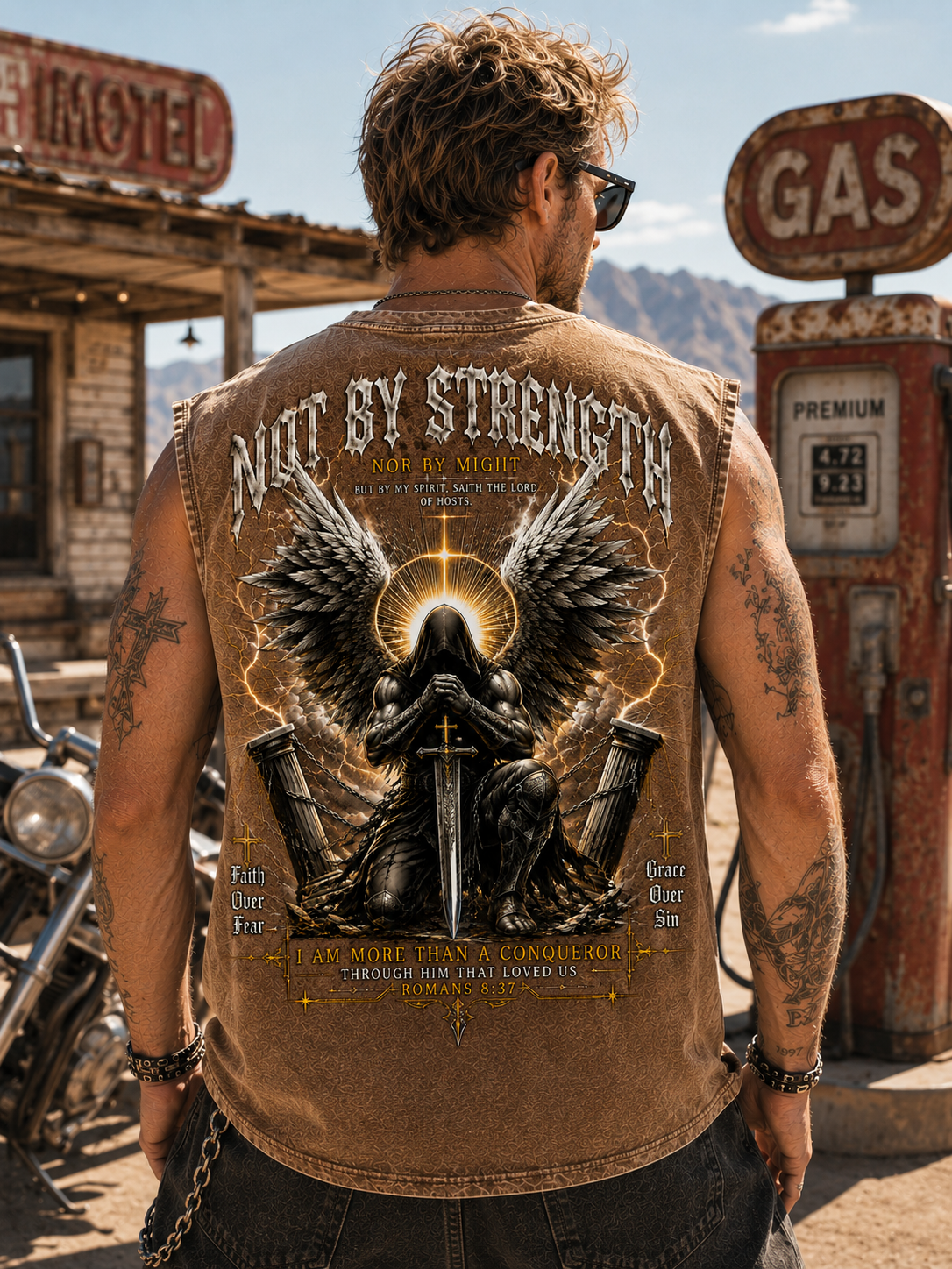 Not By Strength Washed Black Faith Tank Top
