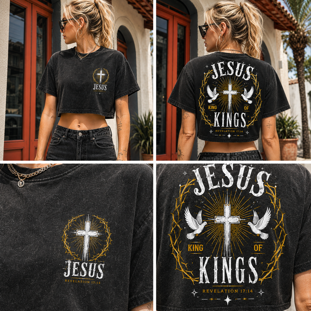 Jesus King of Kings – Vintage Christian Crop Tee