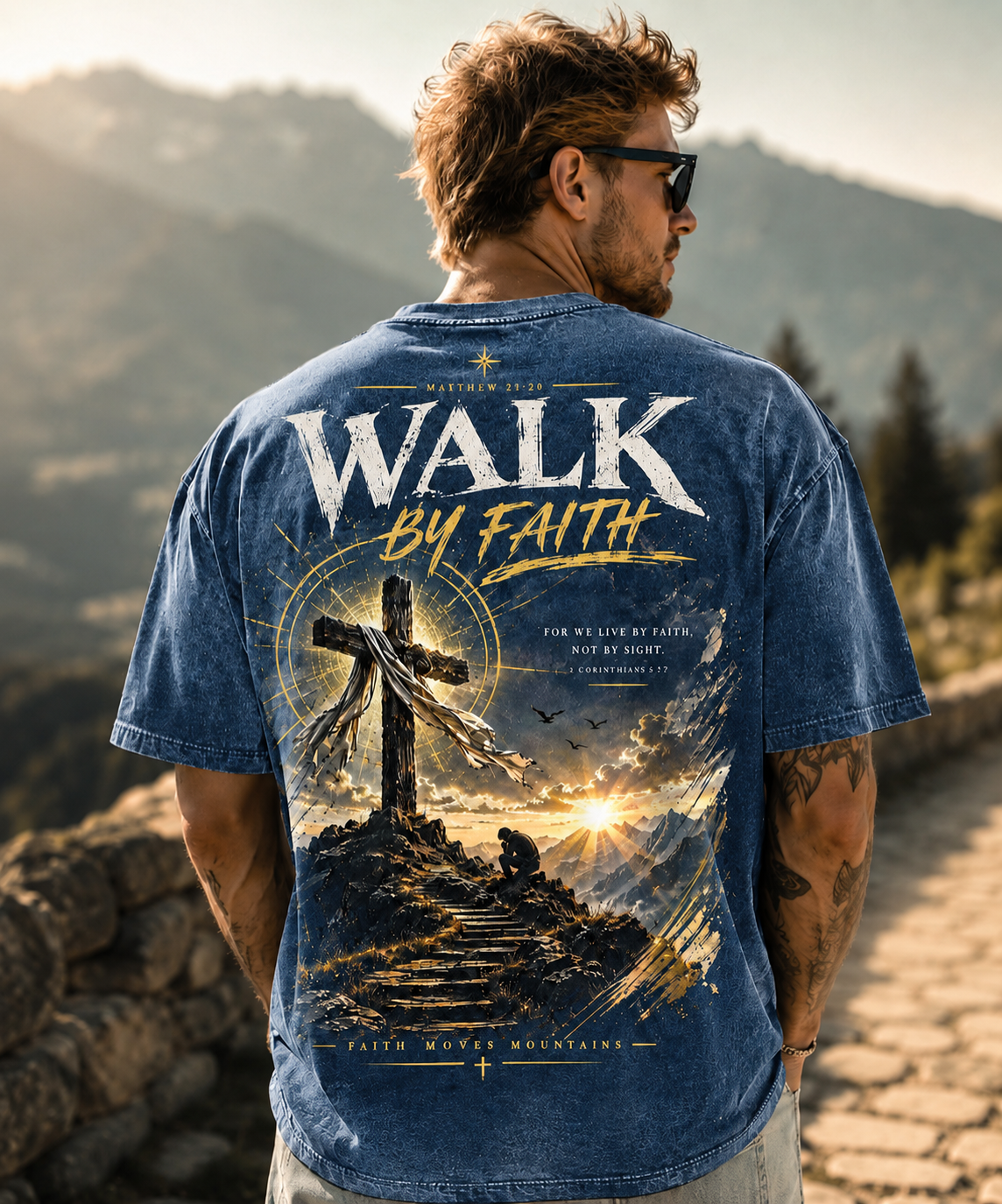 Walk by Faith Vintage Graphic T-Shirt – Premium Washed Tee
