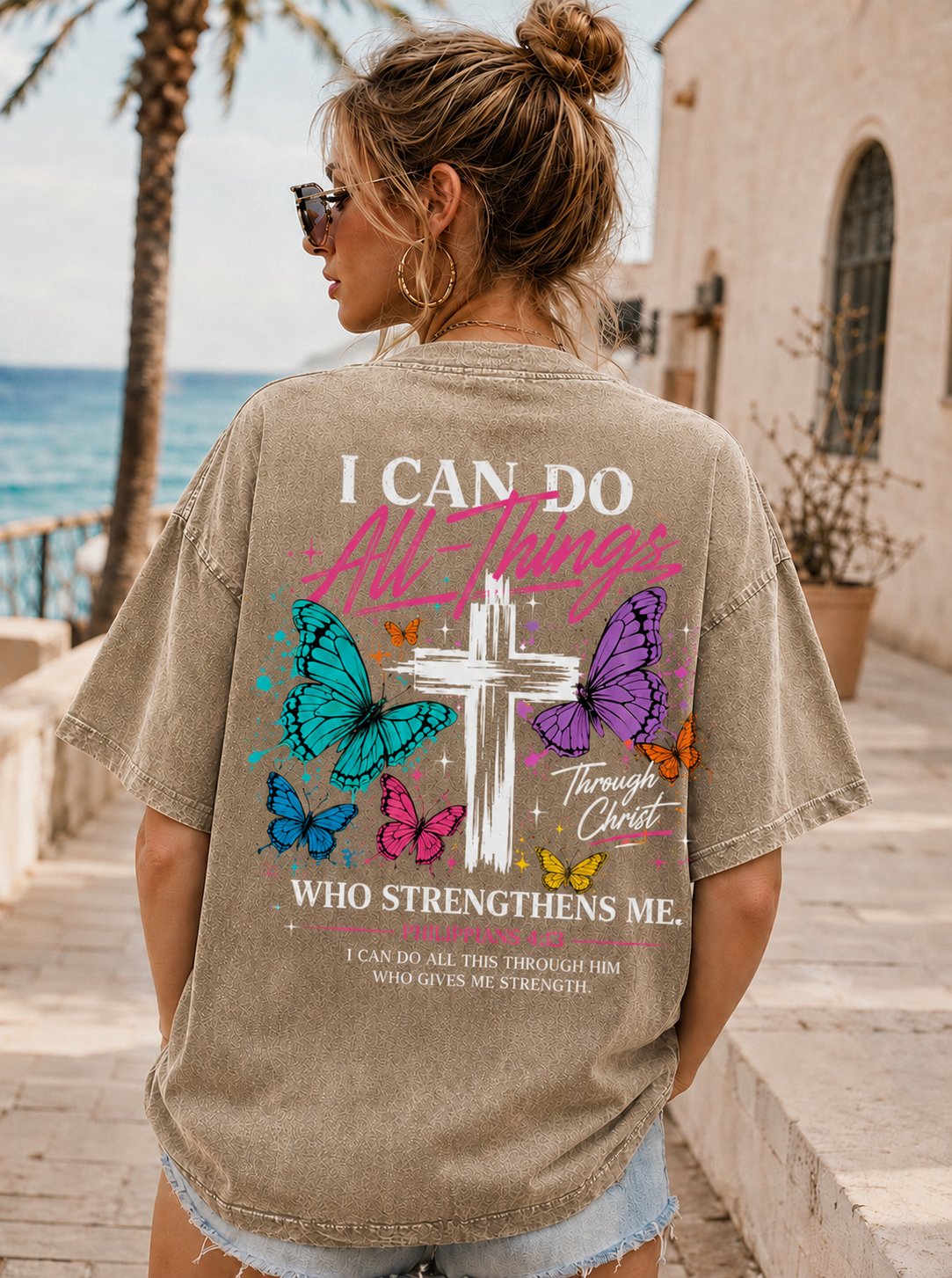 Faith Over Fear – Vintage Butterfly Cross T-Shirt