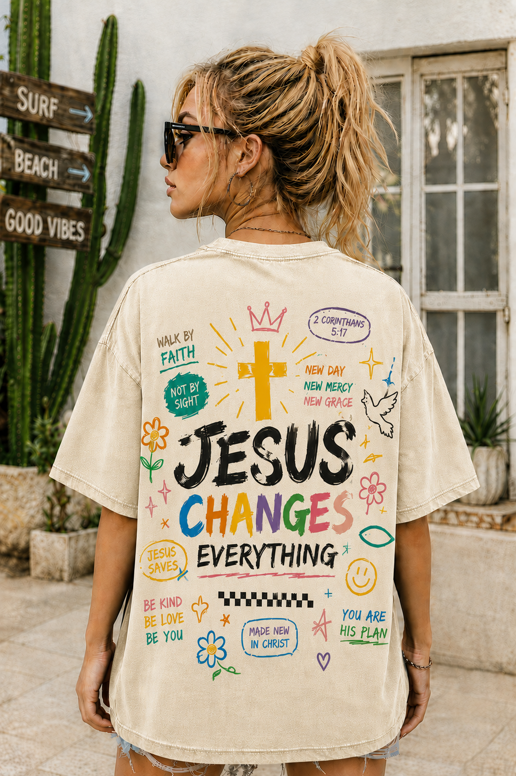 Jesus Changes Everything Oversized Graphic Tee