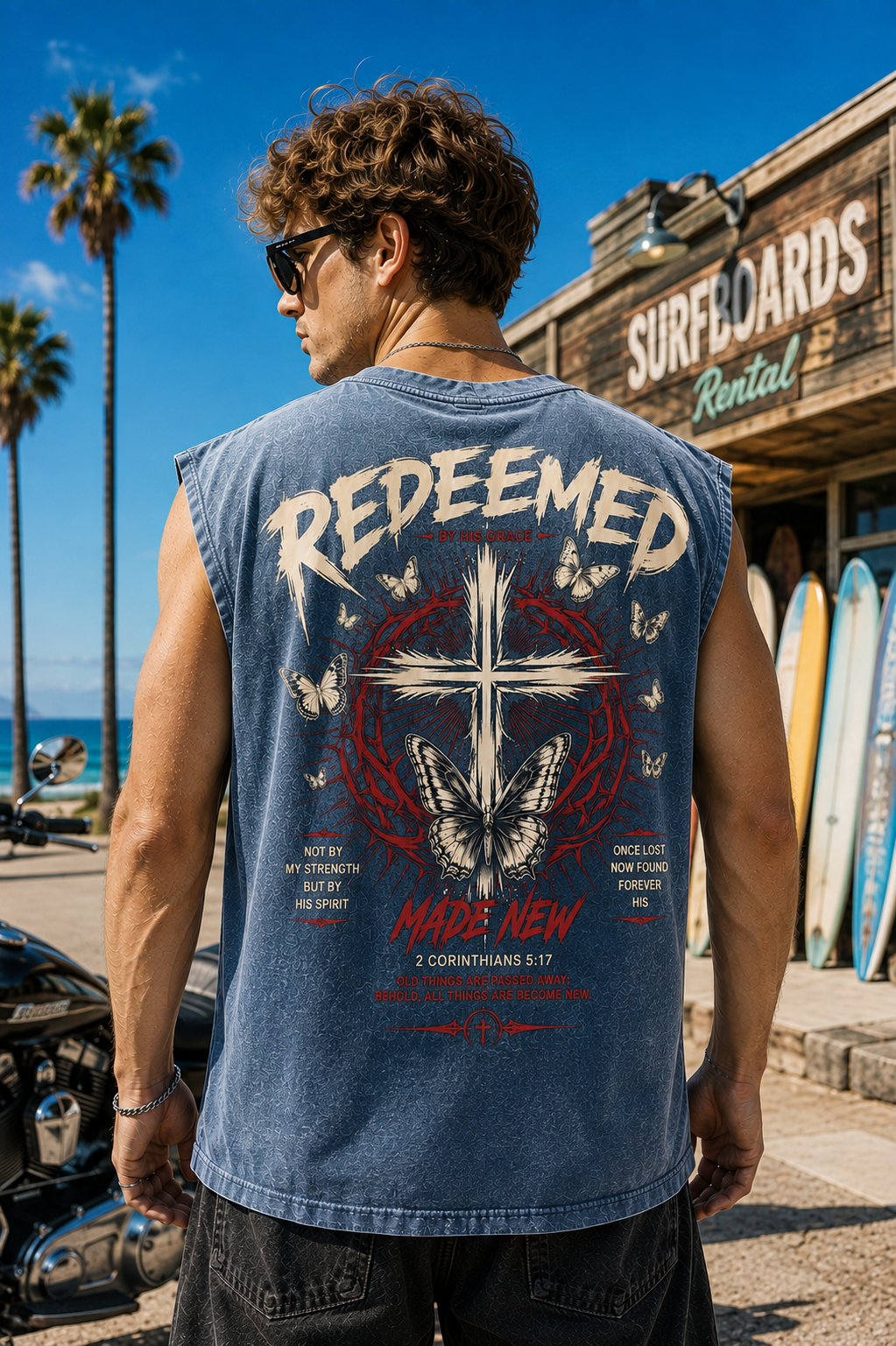 Redeemed Vintage Wash Tee – Faith Graphic Muscle Tank