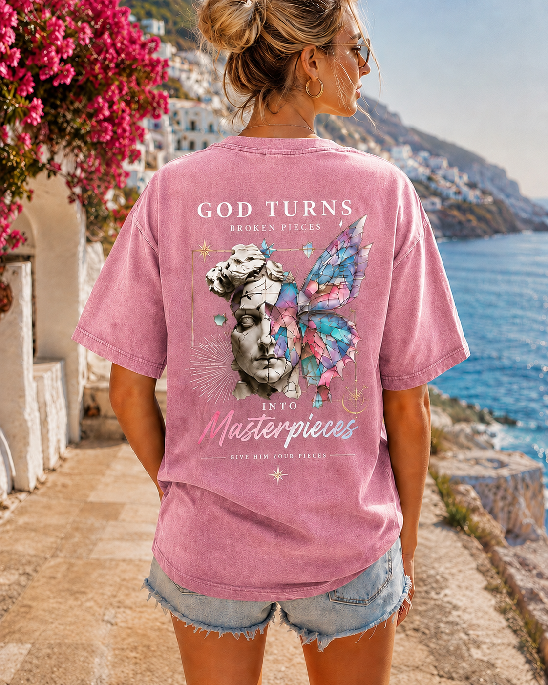 God Turns Broken Pieces Vintage Graphic Tee