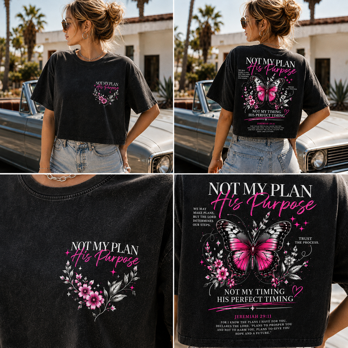 Not My Plan His Purpose – Butterfly Faith Crop Top