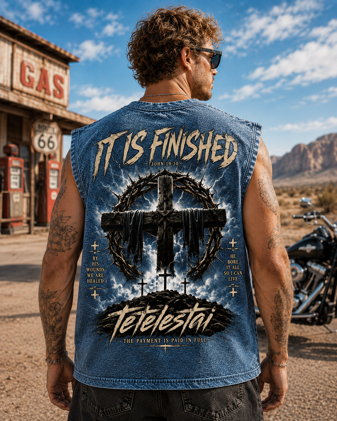 Tetelestai Washed Black Faith Graphic Tank Top
