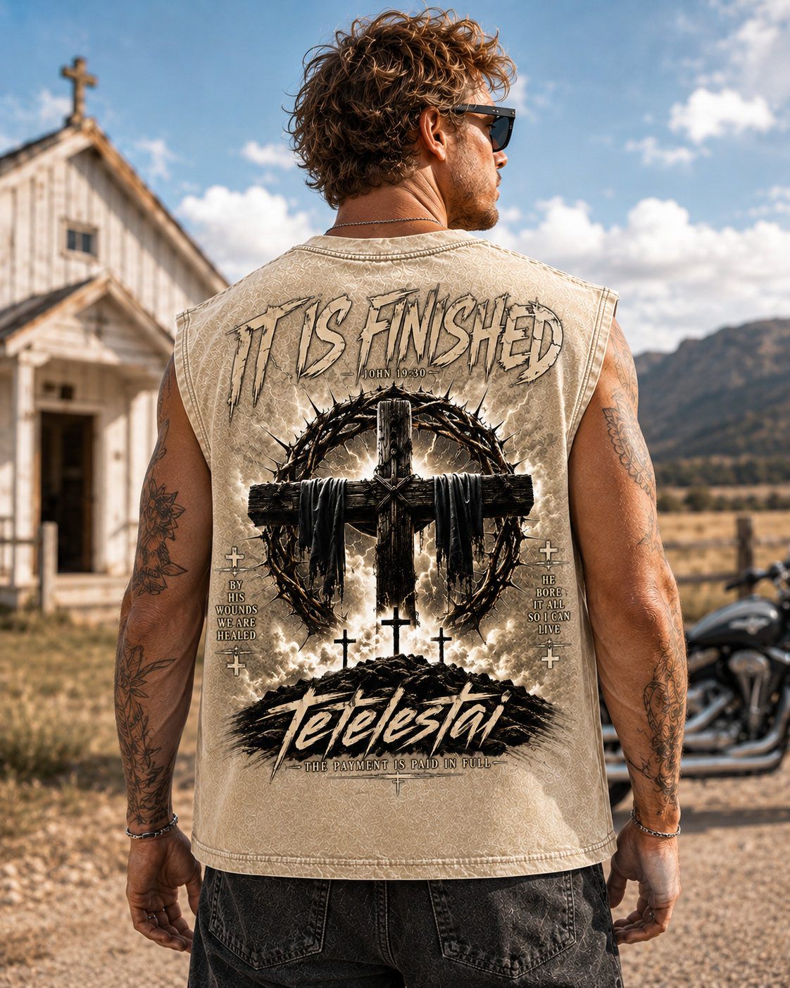 Tetelestai Washed Black Faith Graphic Tank Top