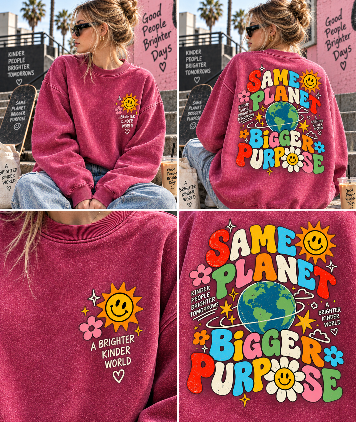 Same Planet Bigger Purpose – Vintage Graphic Sweatshirt