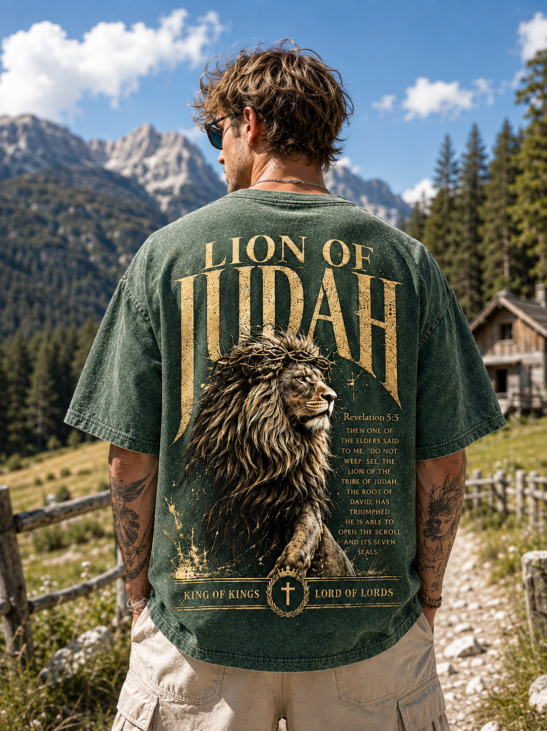 Lion of Judah – Vintage Olive Tee