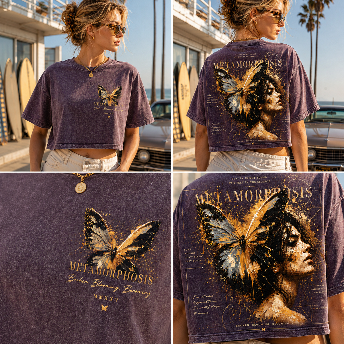 Metamorphosis Butterfly Vintage Crop Top