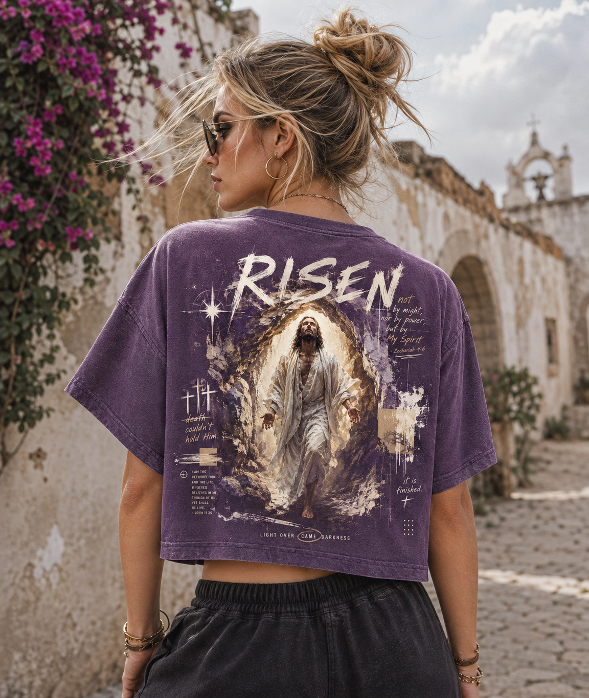 RISEN Faith Graphic Crop Top – Vintage Christian Streetwear
