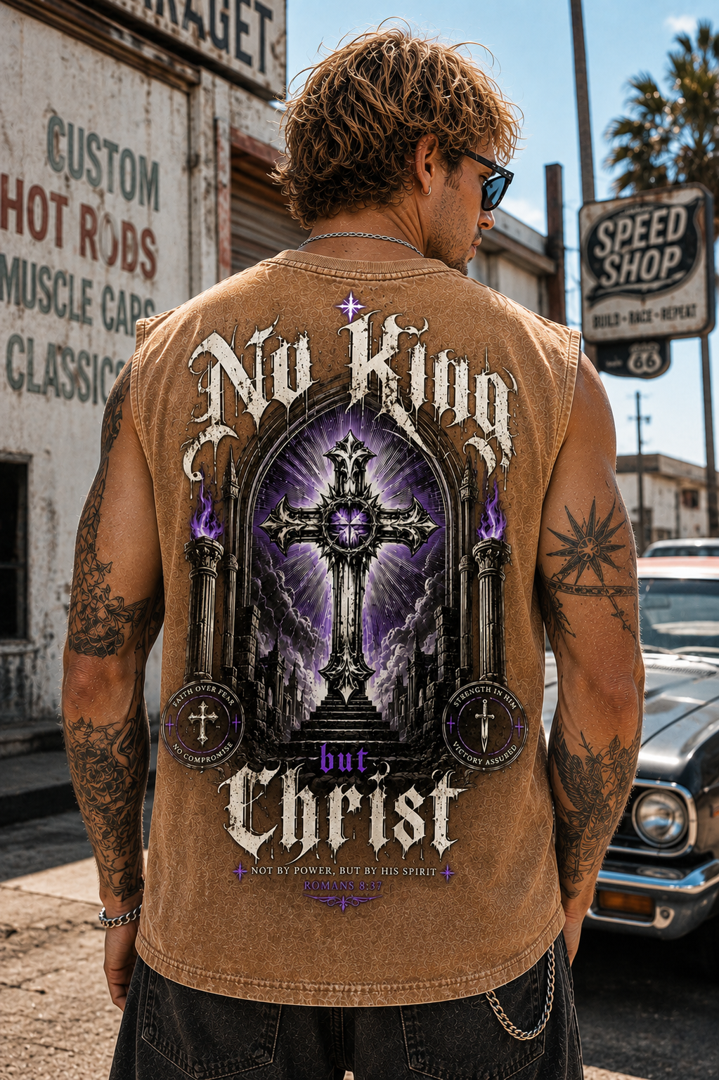 No King But Christ — Washed Black Gothic Tank Top