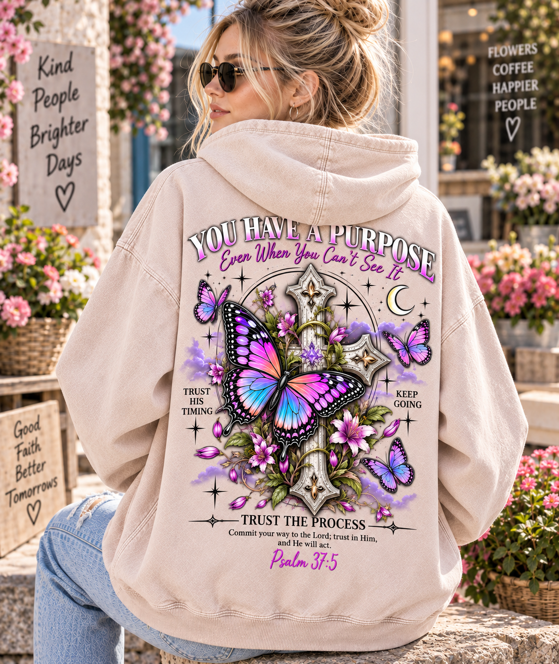 You Have a Purpose – Vintage Faith Butterfly Hoodie