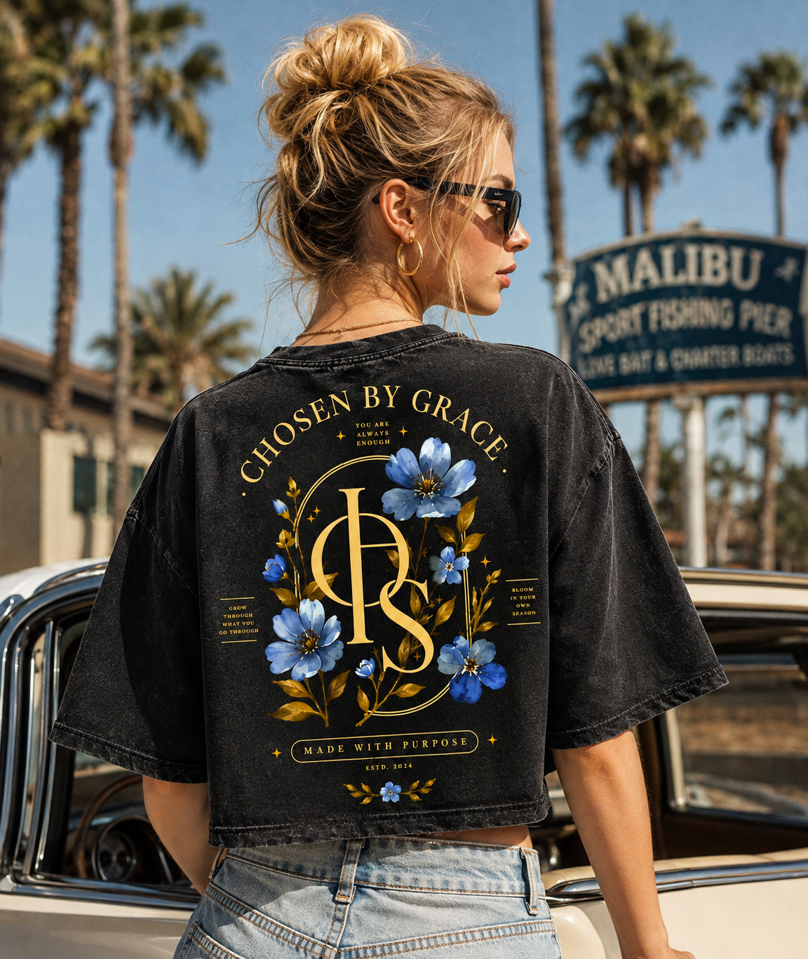 Chosen By Grace – Vintage Washed Graphic Crop Top