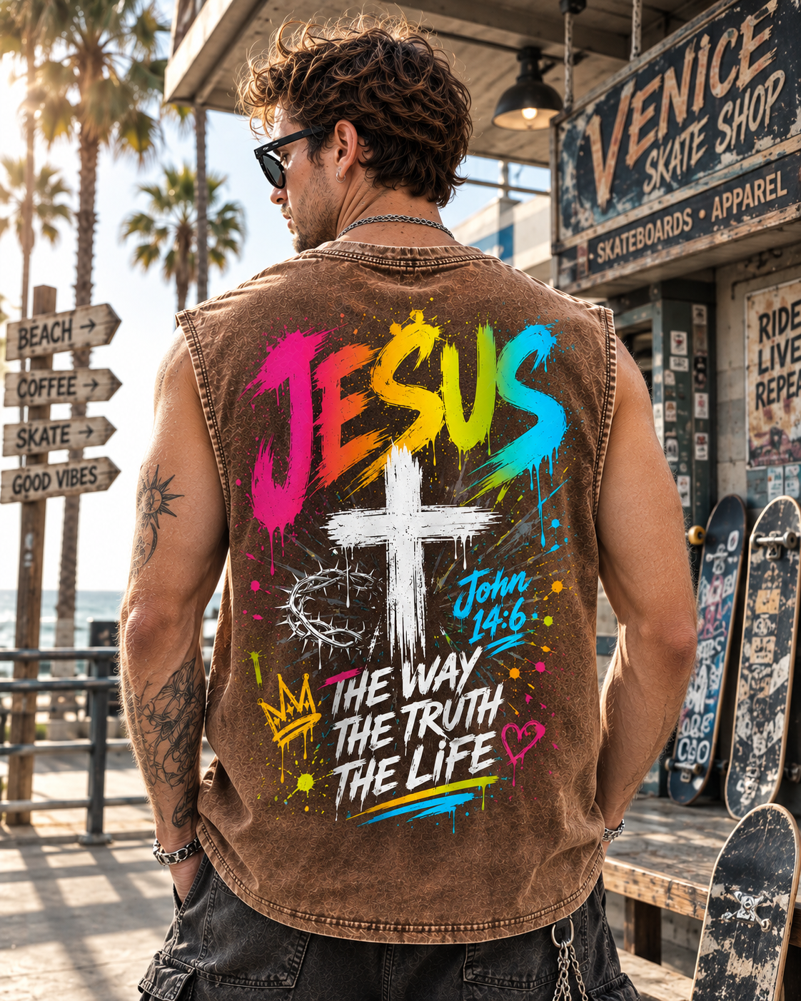 JESUS Graffiti Faith Wash Tank – The Way, The Truth, The Life