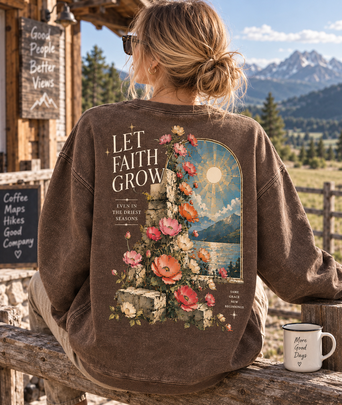 Let Faith Grow – Vintage Floral Sweatshirt