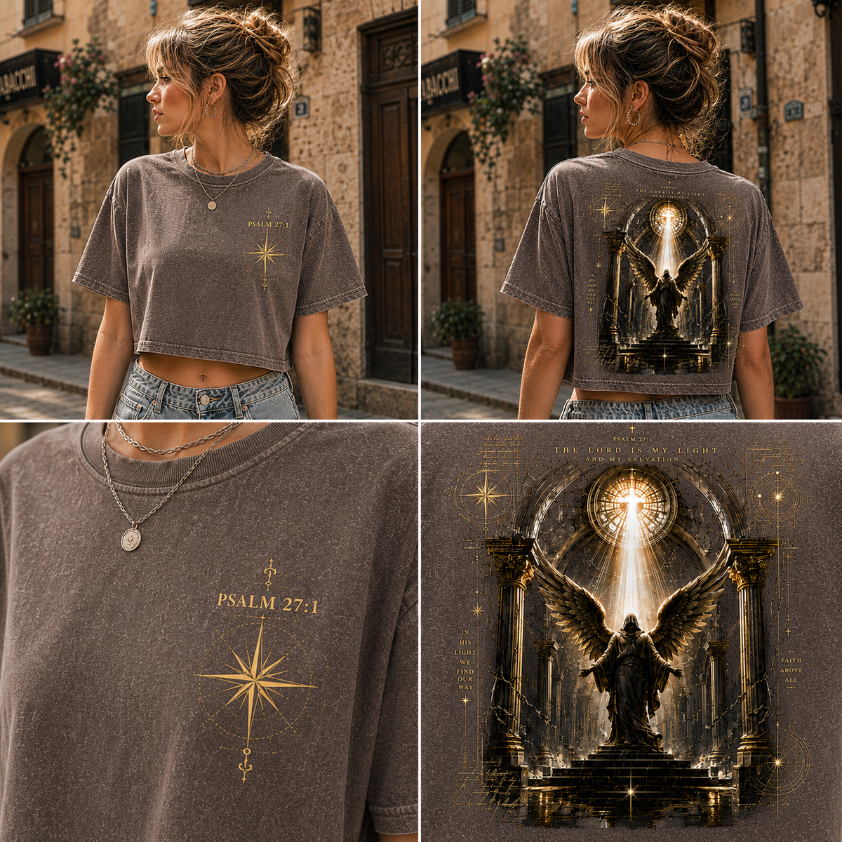 Psalm 27:1 Angel Vintage Crop Top