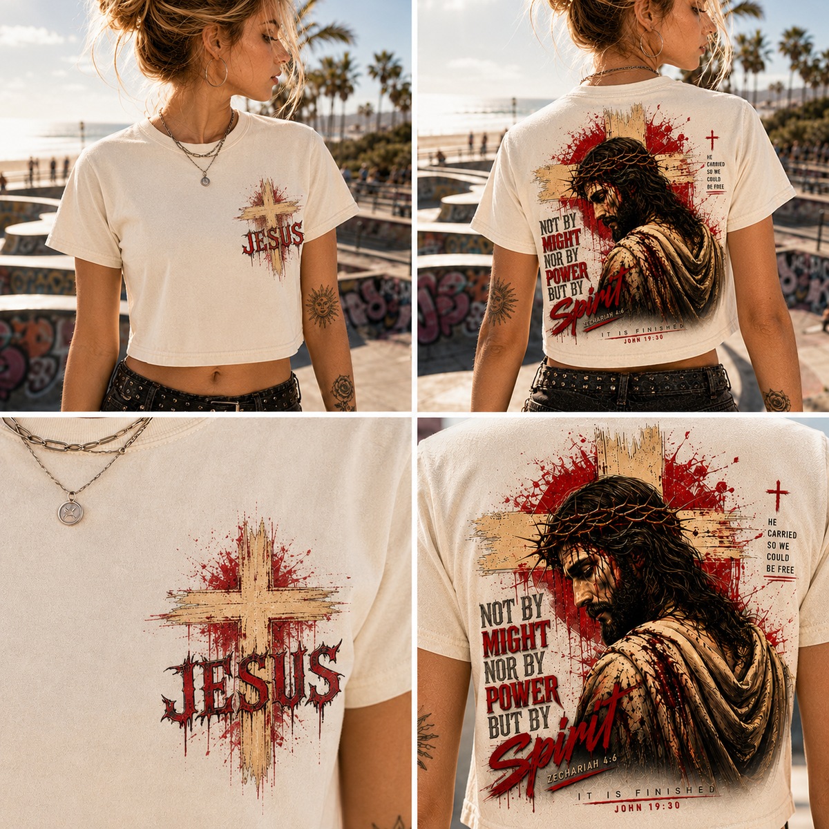 Jesus Spirit Vintage Crop Top – Faith Graphic Tee