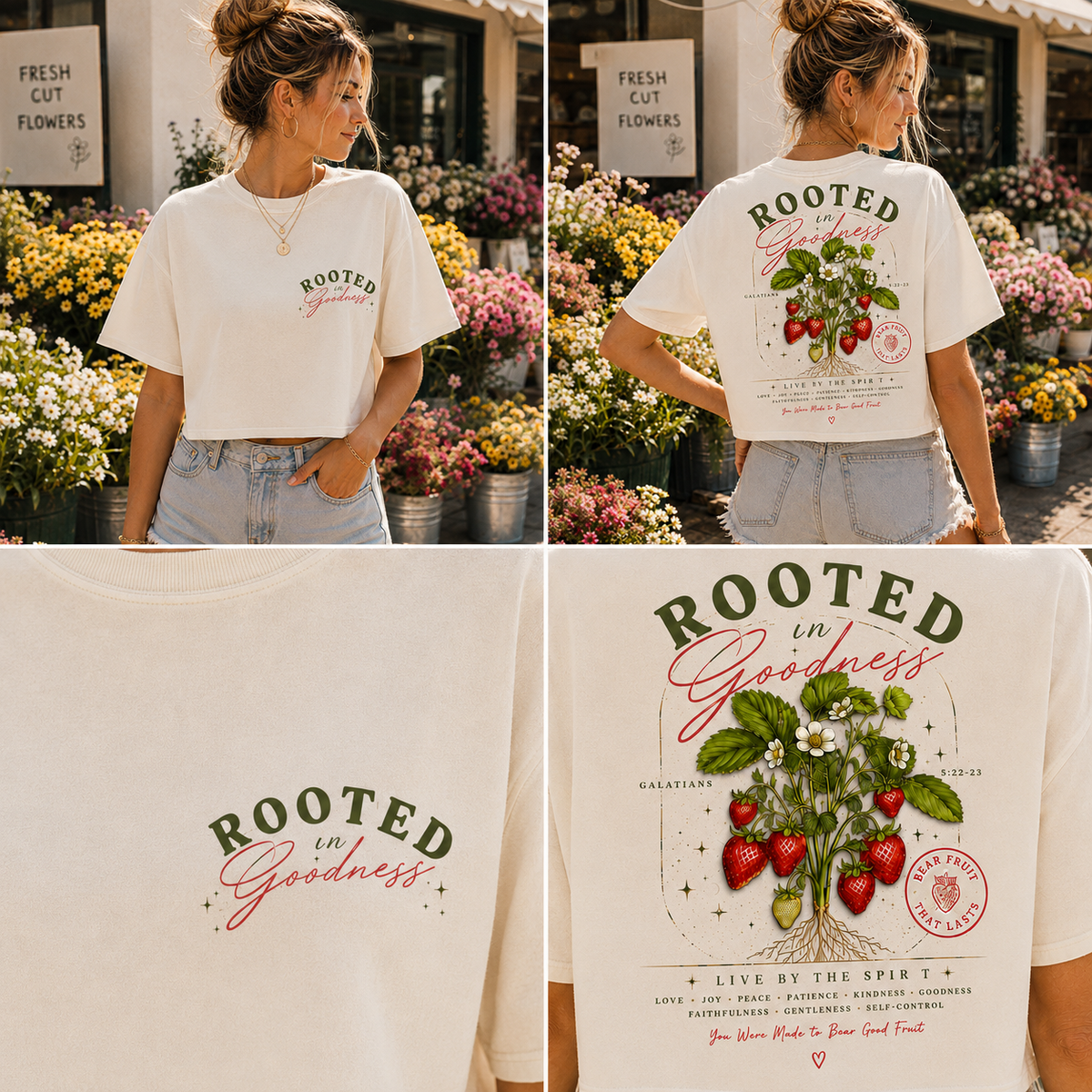 Rooted in Goodness – Vintage Strawberry Crop Tee