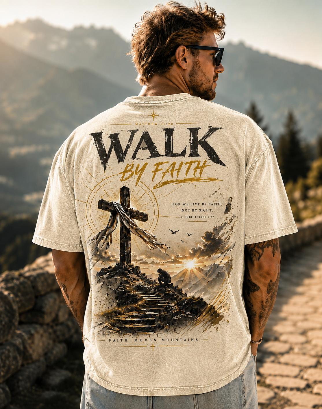 Walk by Faith Vintage Graphic T-Shirt – Premium Washed Tee
