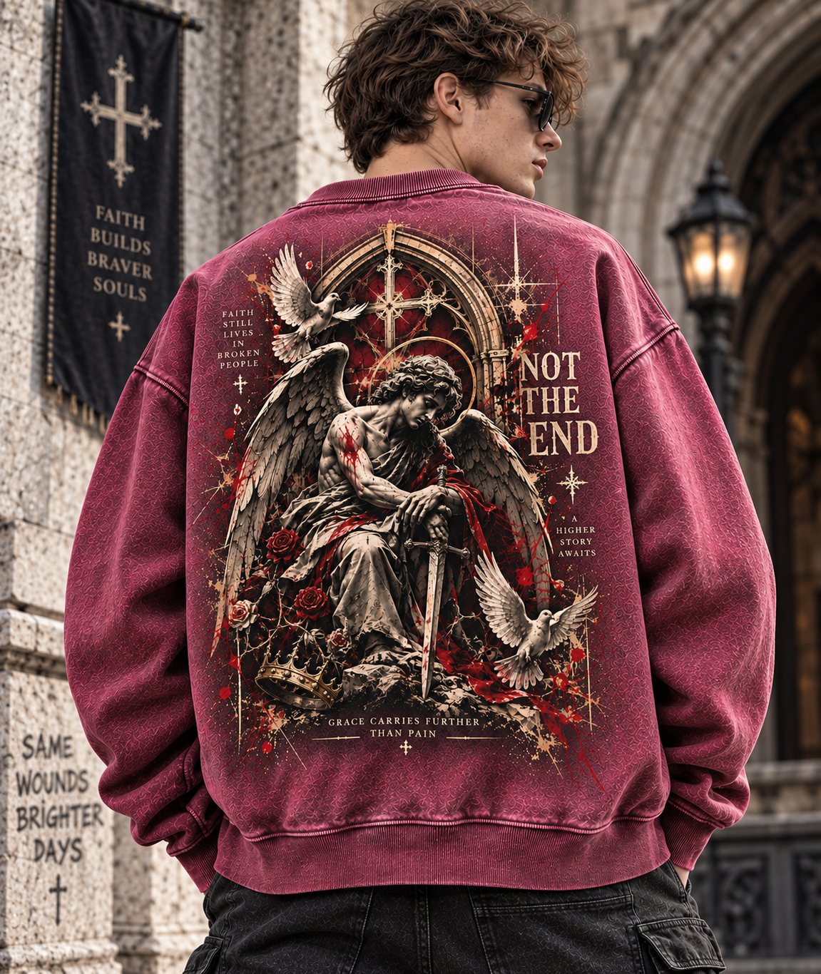 Not The End – Gothic Angel Vintage Sweatshirt