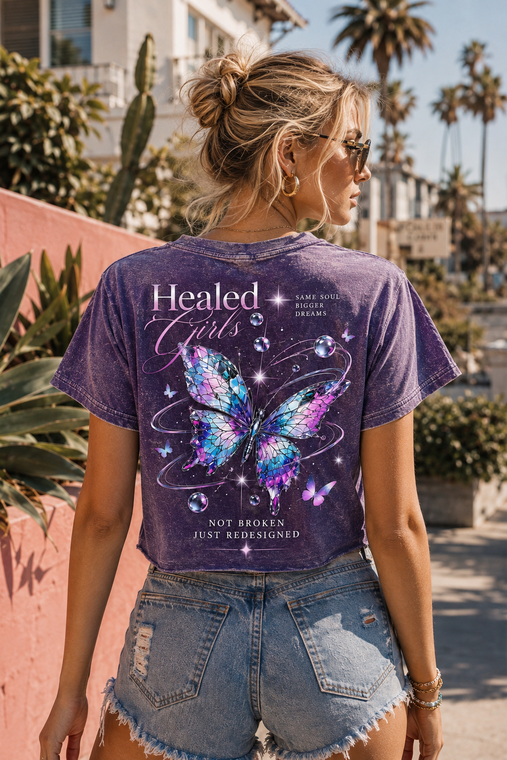 Healed Girls Butterfly Crop Top