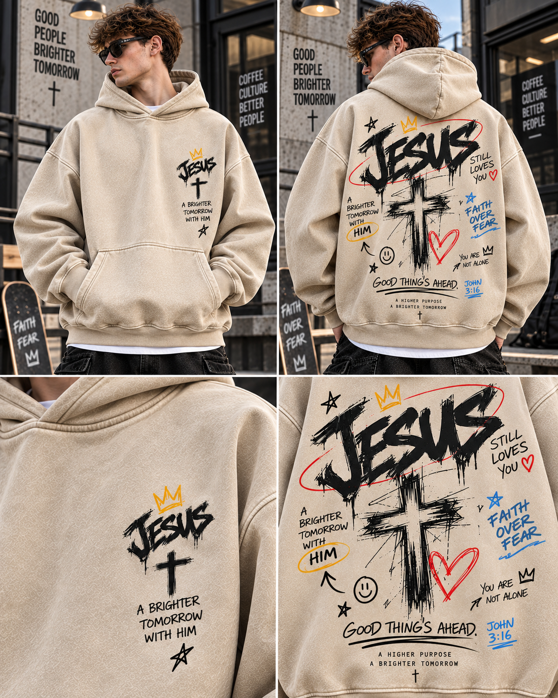 JESUS Faith Over Fear – Vintage Wash Hoodie