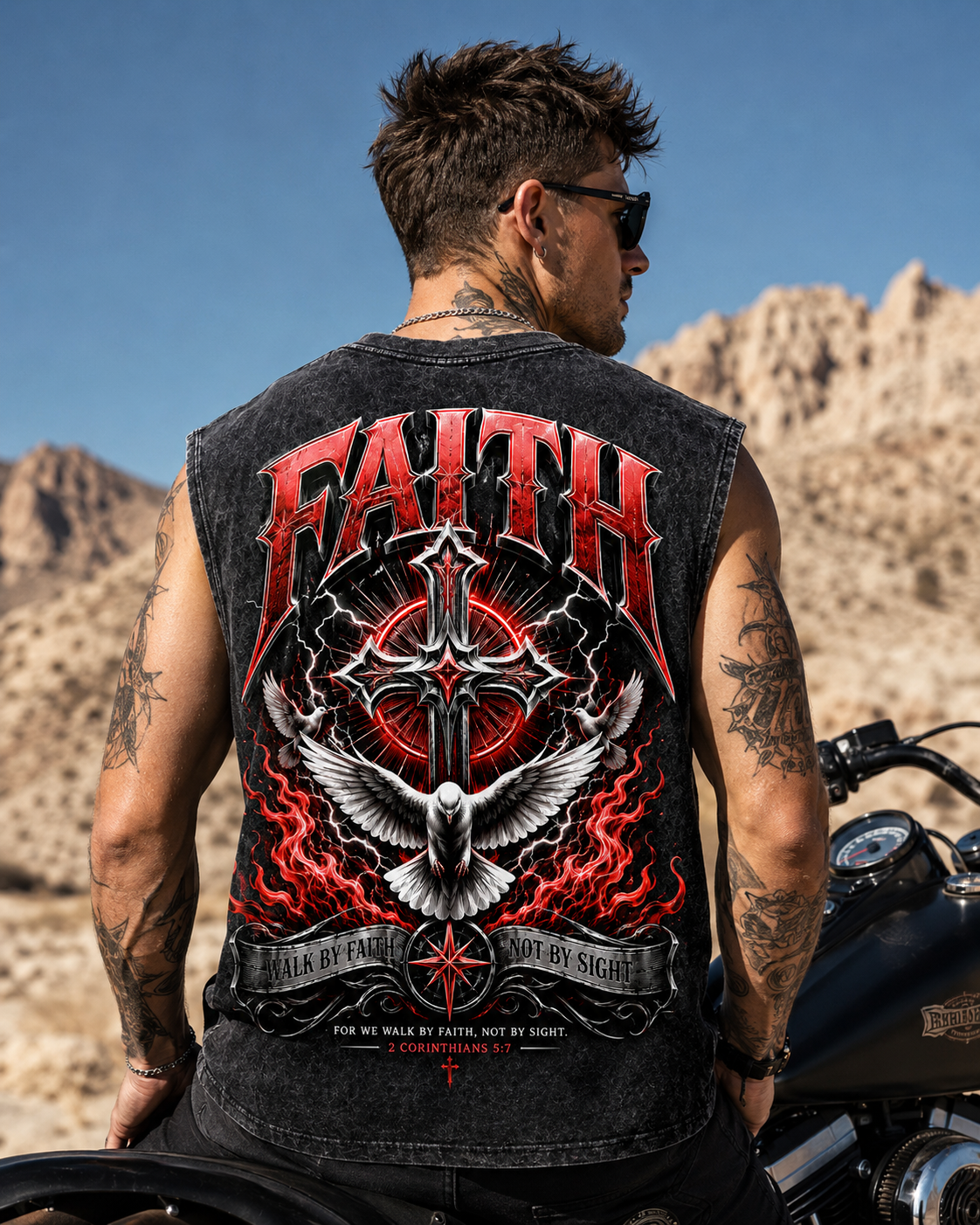 FAITH Washed Black Muscle Tee