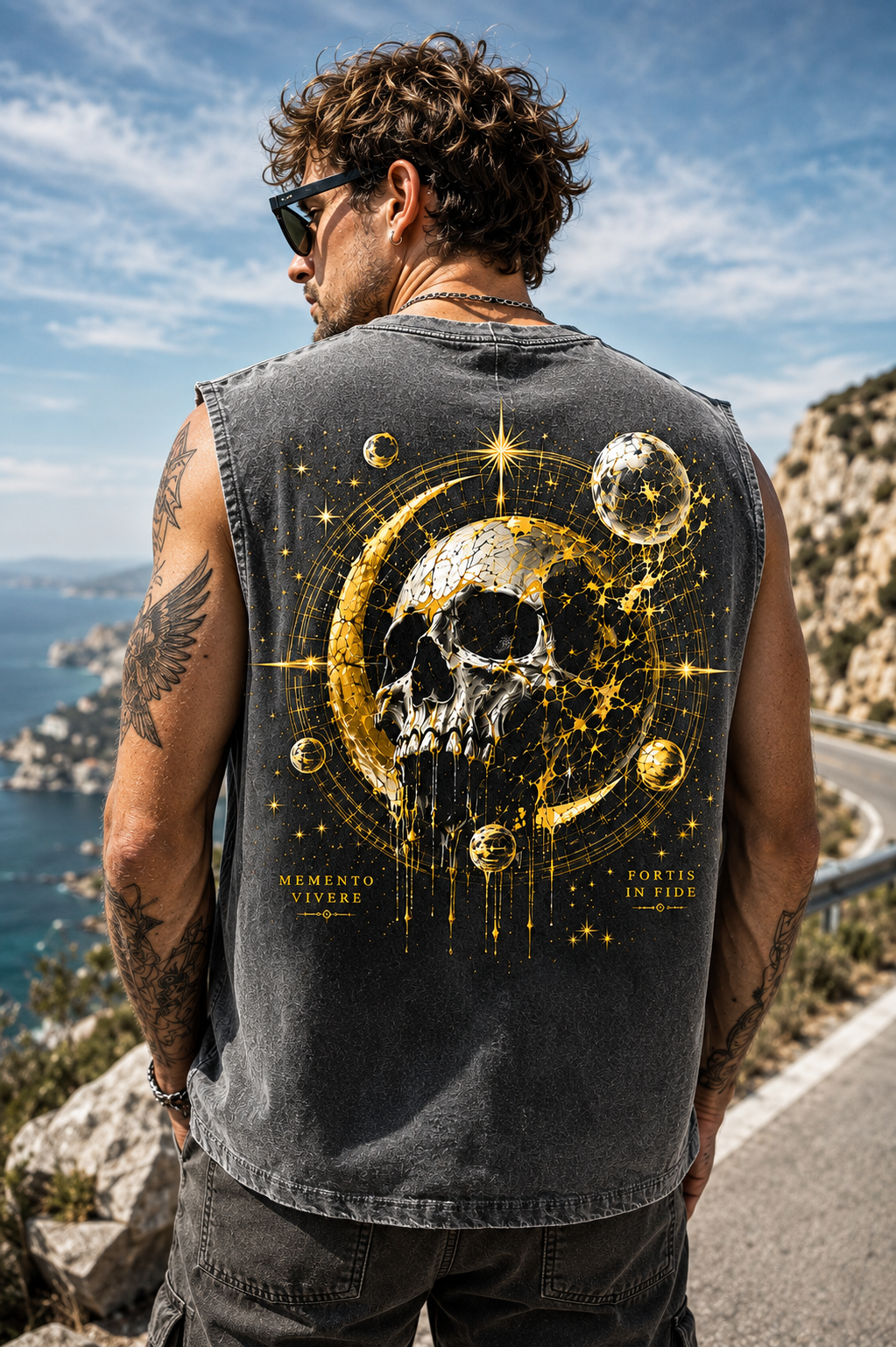 Celestial Skull Washed Tank Top