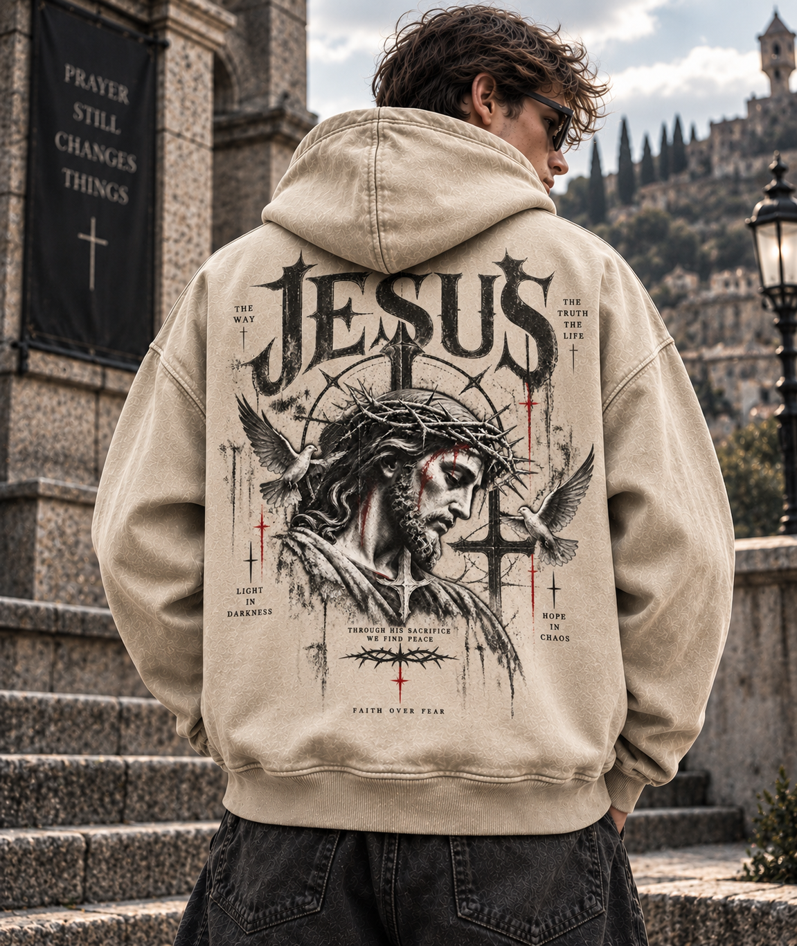 JESUS Faith Over Fear – Vintage Washed Hoodie