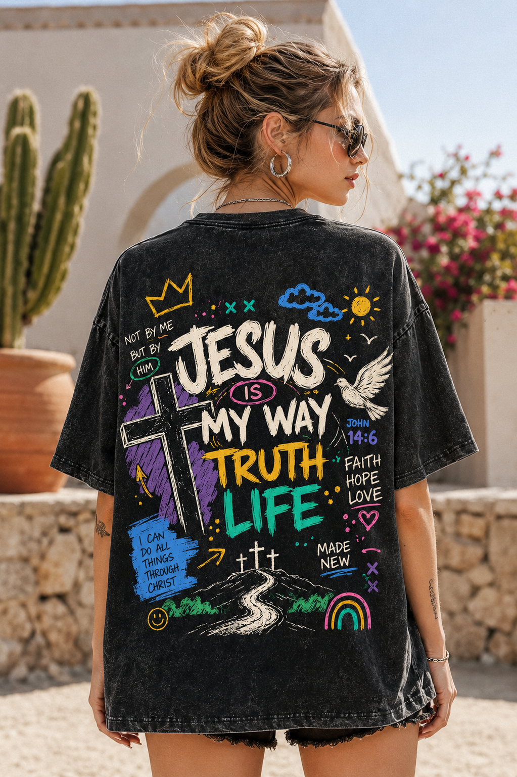 Jesus Is My Way – Vintage Washed Graphic Tee