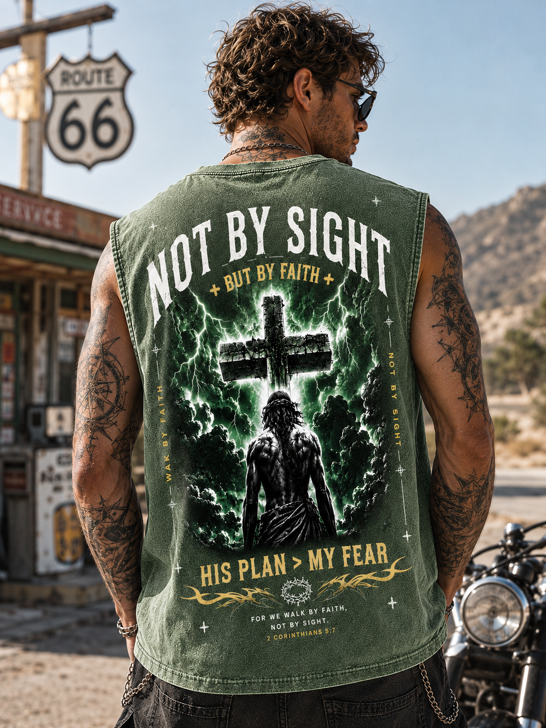 Washed Black Faith Cross Sleeveless Tee