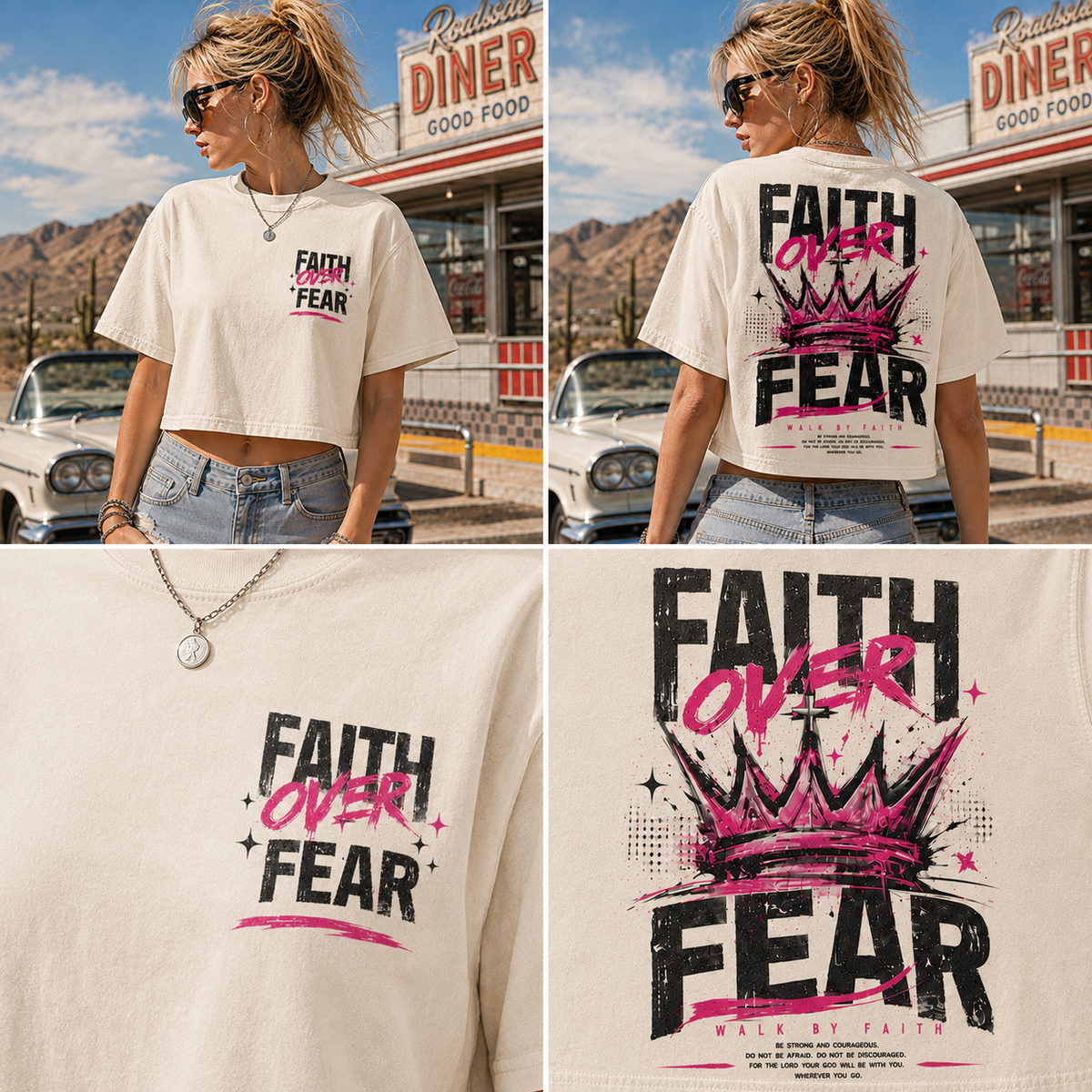 Faith Over Fear Crop Top – Vintage Wash Tee